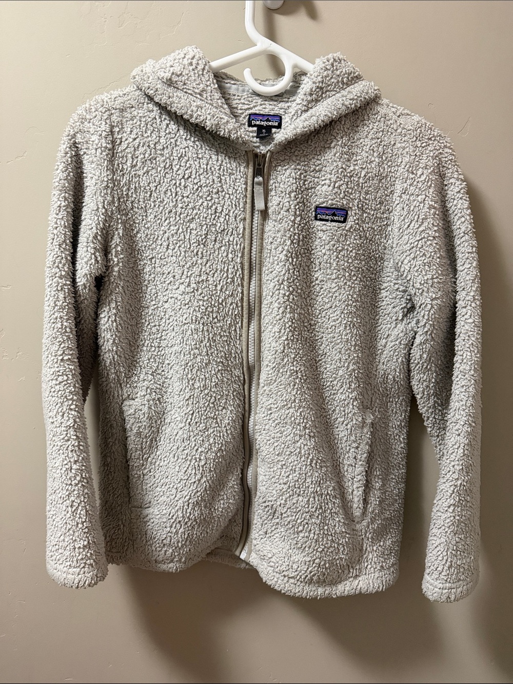 Patagonia Kids Hooded Sherpa Jacket — Cream